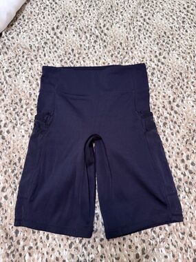 Fabletics Black High-Rise Bike Shorts with Side Pockets